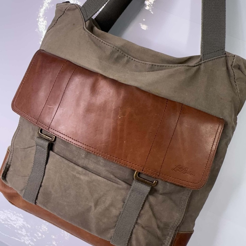 VTG 90s LL Bean Waxed Canvas Leather Convertible Backpack Tote Plaid Travel RARE